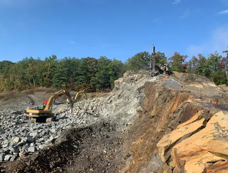 blasting rock in a quarry